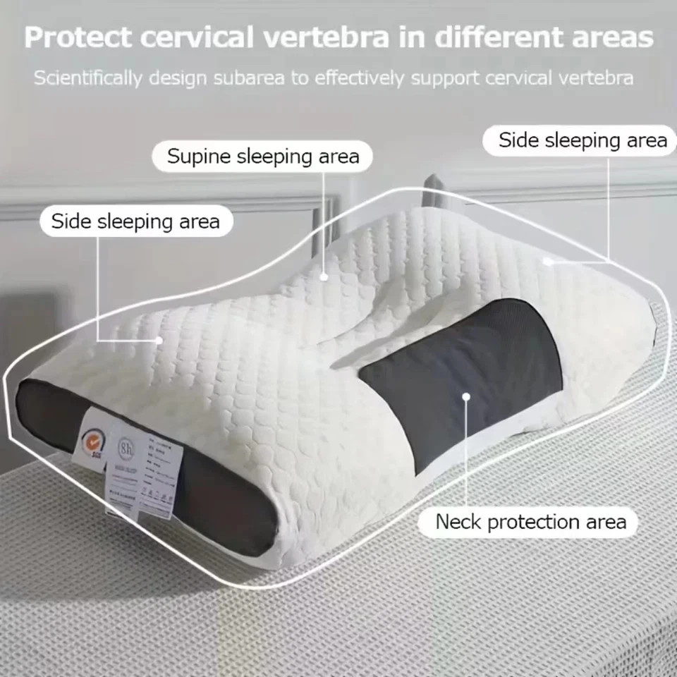 ERGONOMIC NECK PILLOW HELP MASSAGE, SOFT, ADJUSTABLE SLEEPING 100% 1 PCS