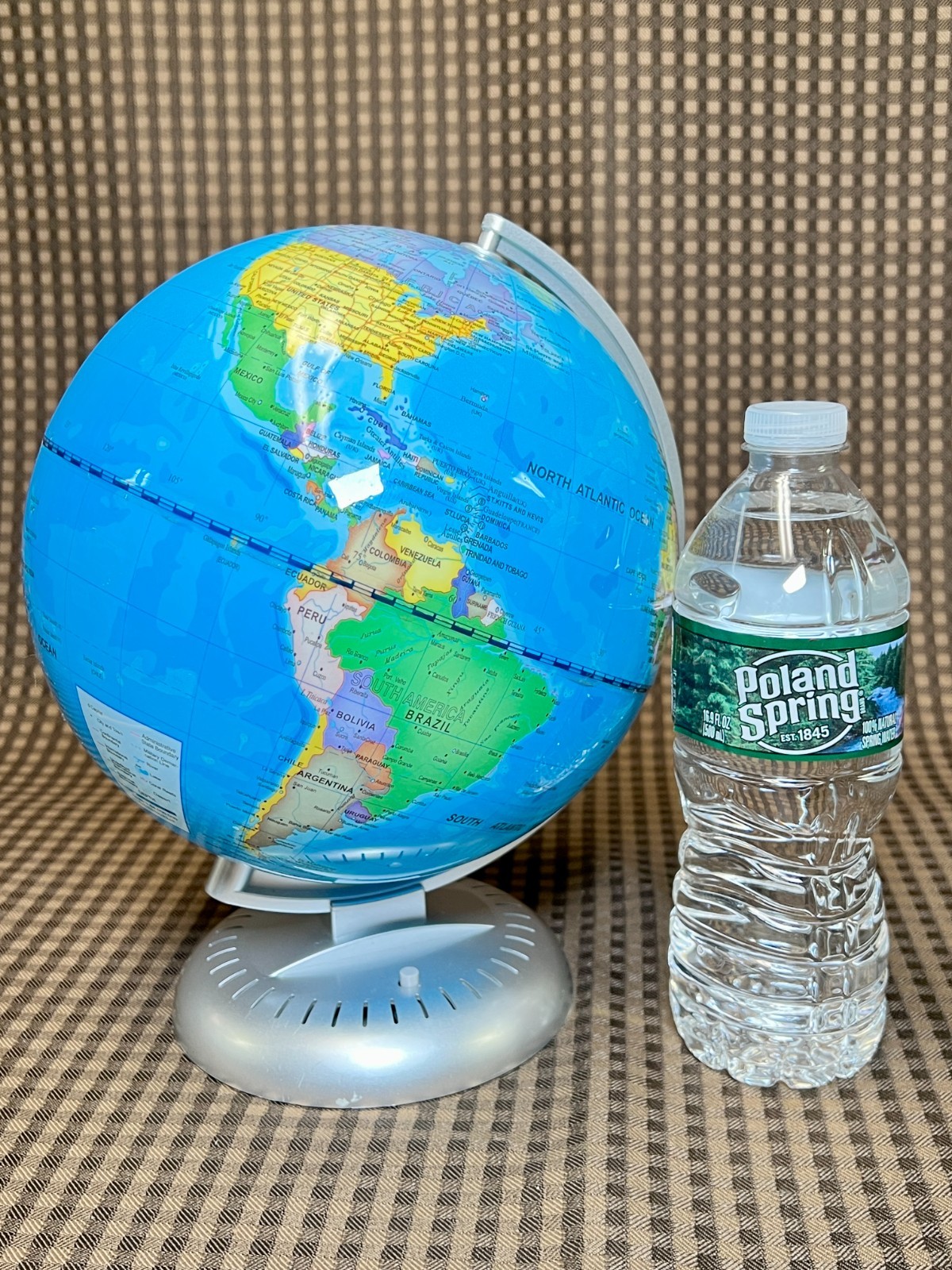 Illuminated 8" World Globe Desk Table Top Lamp Night Light Educational Plastic