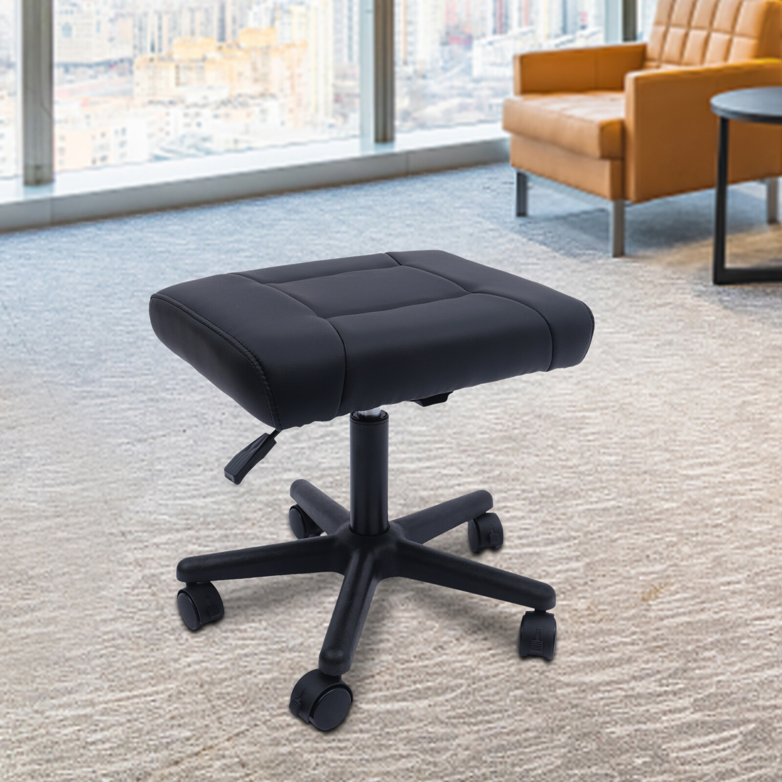 Footrest Footstool Ergonomic Adjustable Height Rolling Swivel Stool for Office