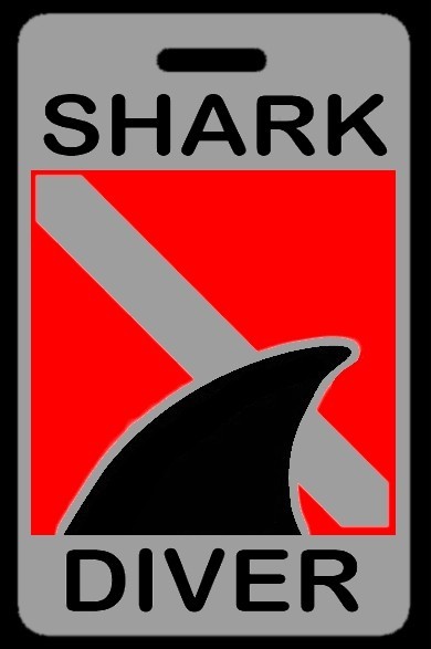 Lo-Viz Gray SHARK DIVER with Dorsal Fin SCUBA Diving Luggage/Gear Bag Tag-New