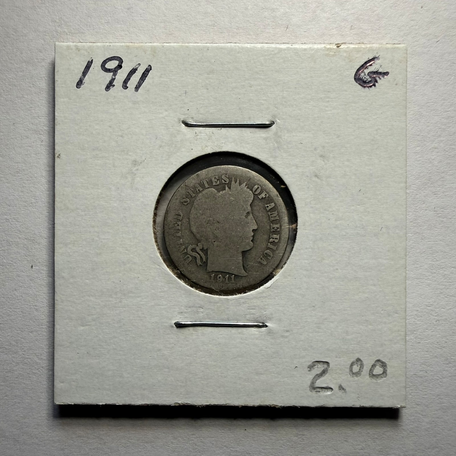 1911-P Barber Dime 10C SILVER - Good (G)