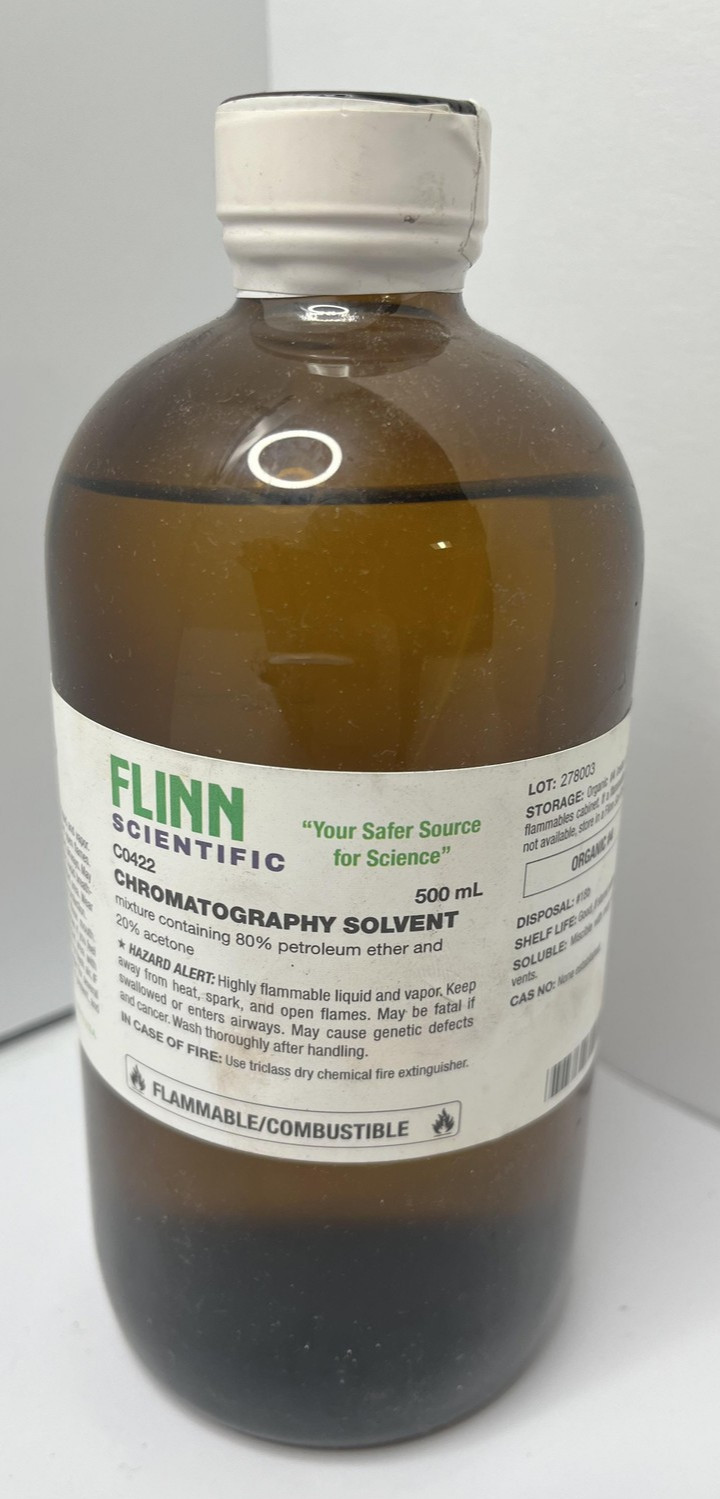 Flinn Scientific C0422 Chromatography Solvent 500mL Organic #4 Lab Reagent