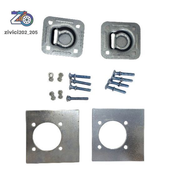 4 Pack Anchor Tie Down D-Ring Flush with Hardware For Cargo Trailer Silver