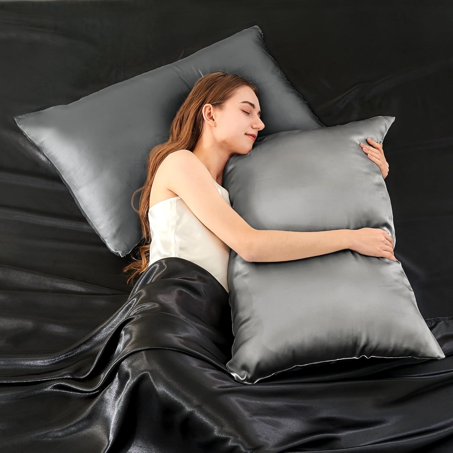 Silk Pillow Cases 2 Pack Standard Size, Ultra Smooth & Soft Mulberry
