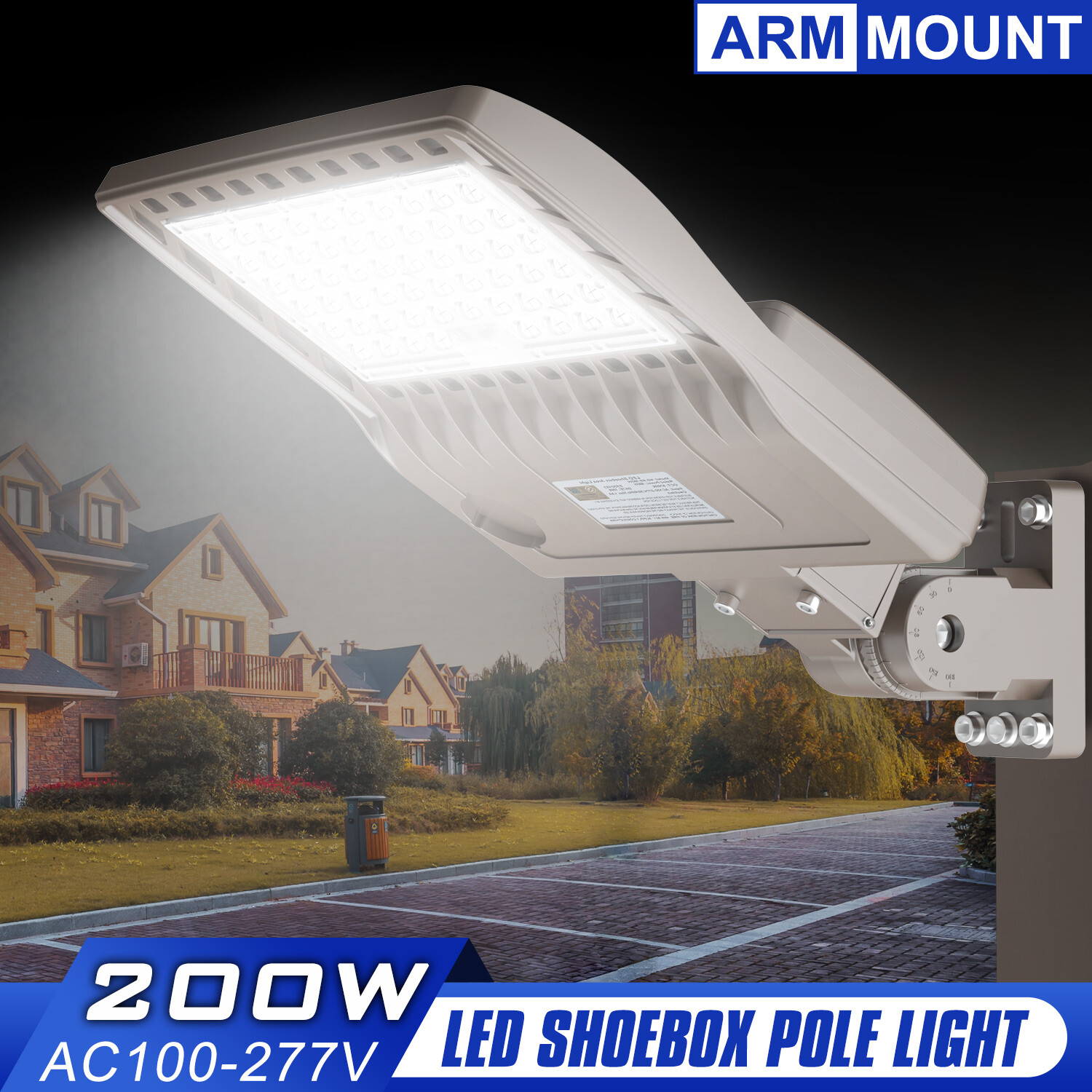 200W LED Parking Lot Light Fixture Outdoor Shoebox Street Area Commercial Light