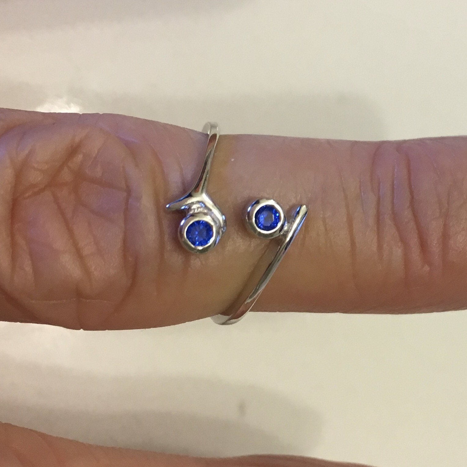 Sterling Silver Blue Sapphire CZ Toe Ring, Silver Rings, CZ Ring