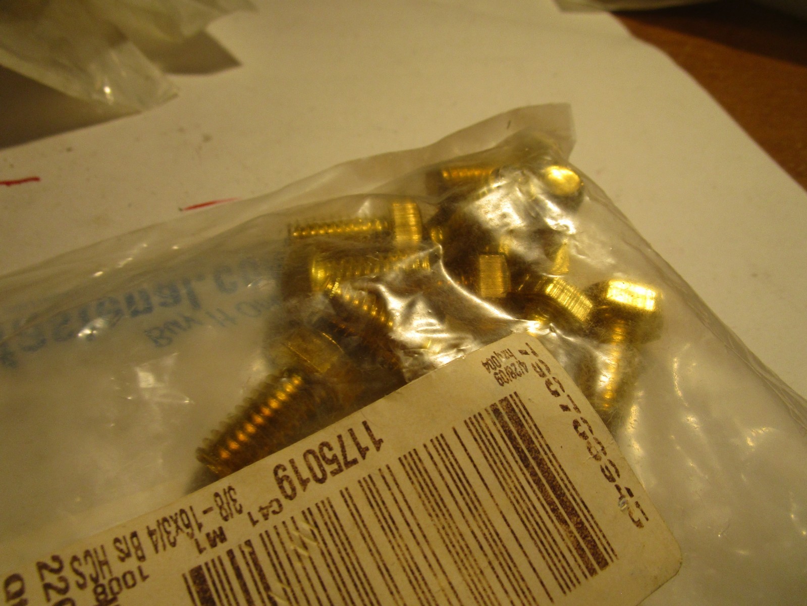 3/8"-16 x 3/4" Brass Hex Cap Screw QTY 10