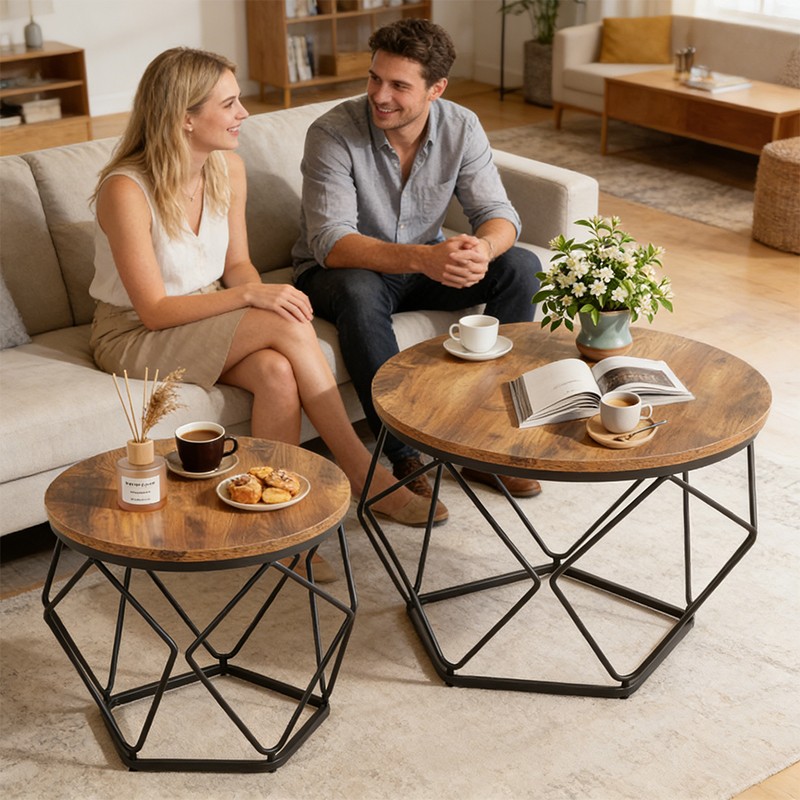 2PCS Geometric Nesting Coffee Table Set