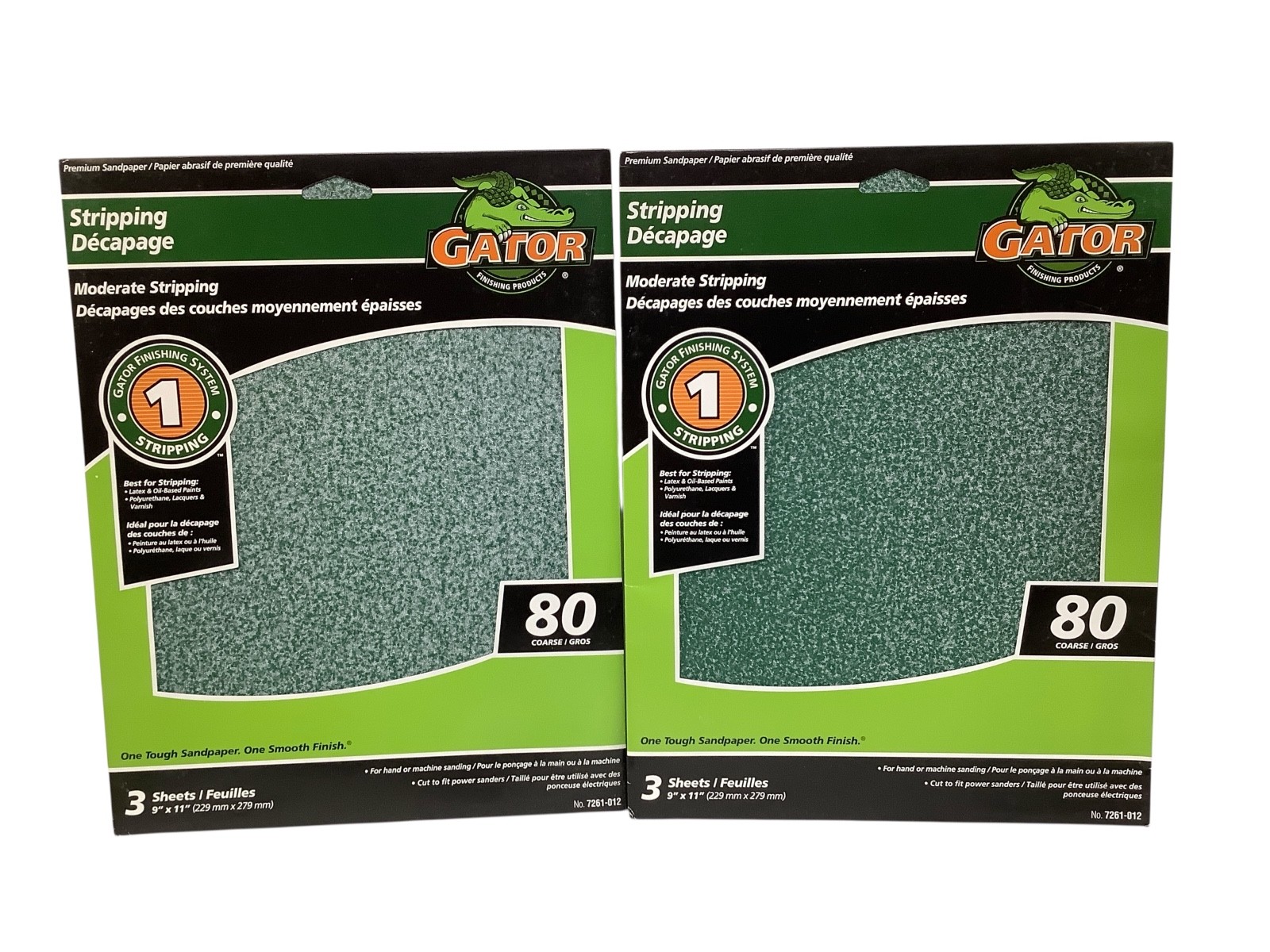 2 - Gator 80 Grit Step-1 Coarse Sandpaper for Heavy Stripping 11" x 9" 3 per pk