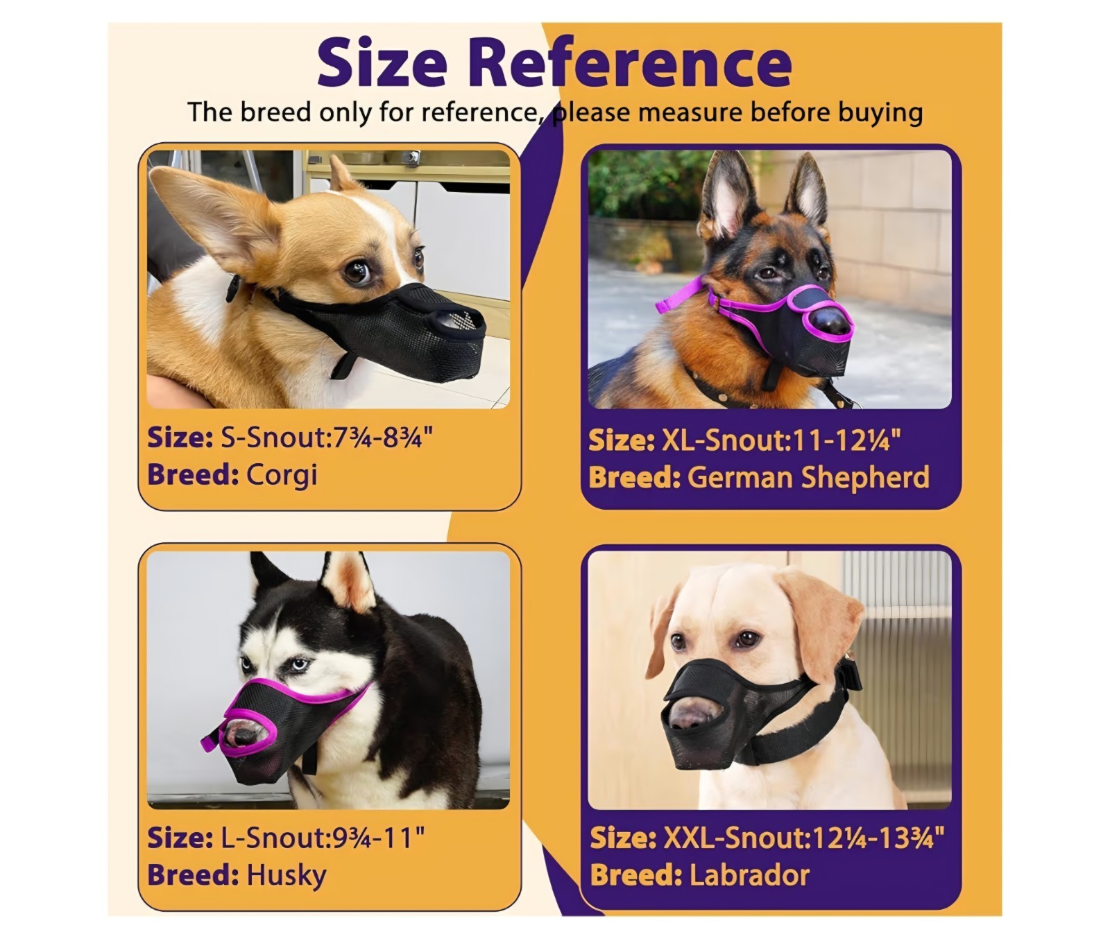 Dog Muzzle, Mesh Muzzle for Large Dogs, Adjustable, Breathable (L, Black)