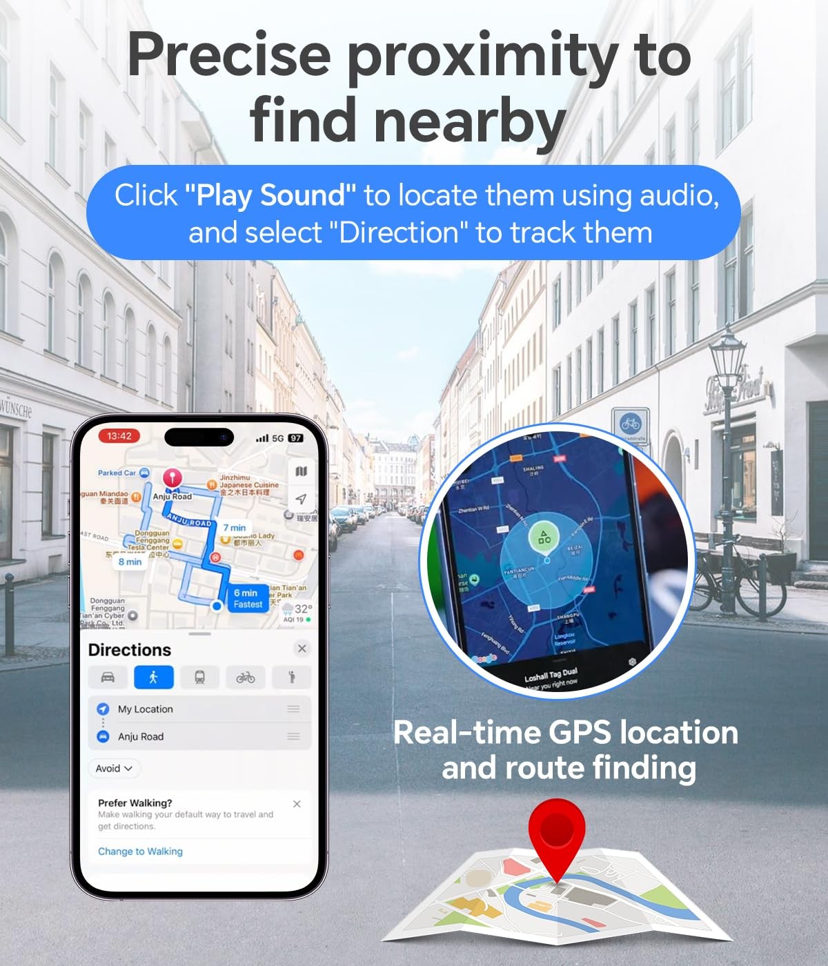 Air Tracker Tag IP67 Waterproof Bluetooth Tracker, Keychain Finder, Item Loca...