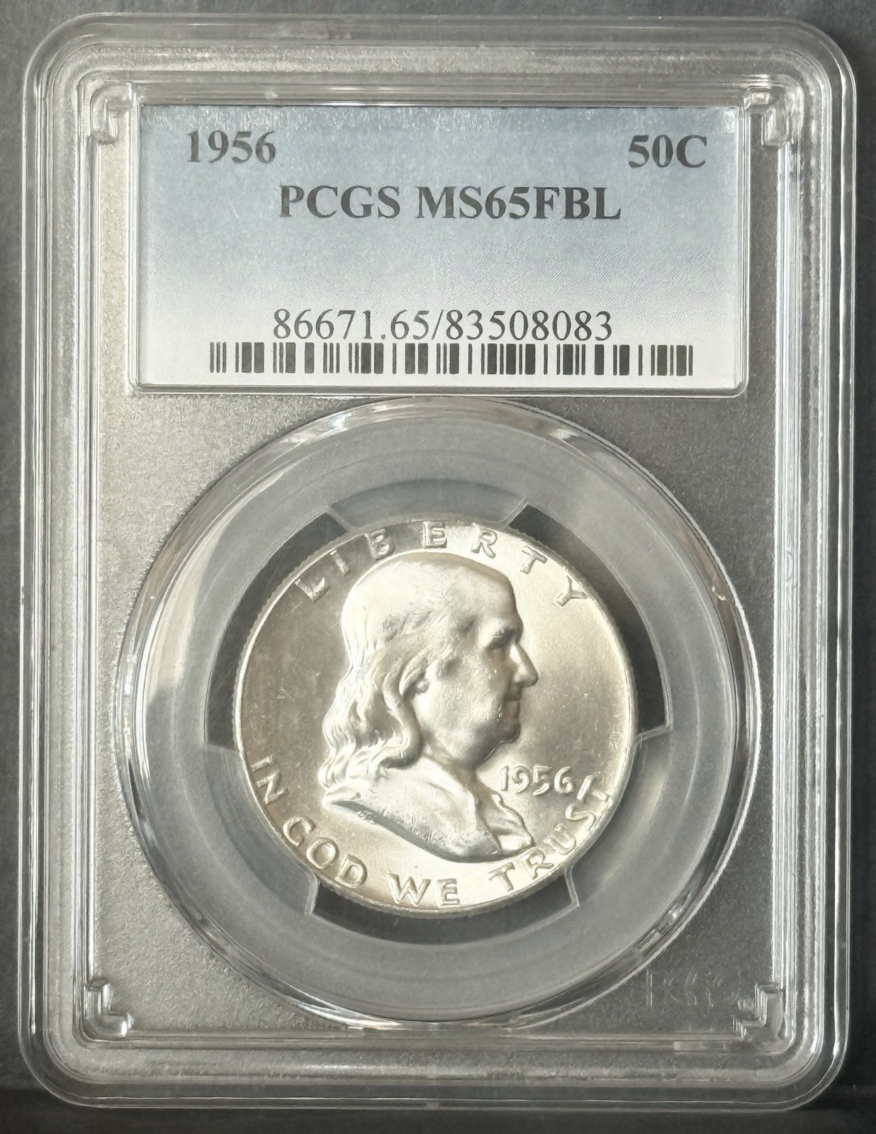 1956 ** Franklin Half Dollar ** 50c Silver ** PCGS MS65FBL ** Flashy **
