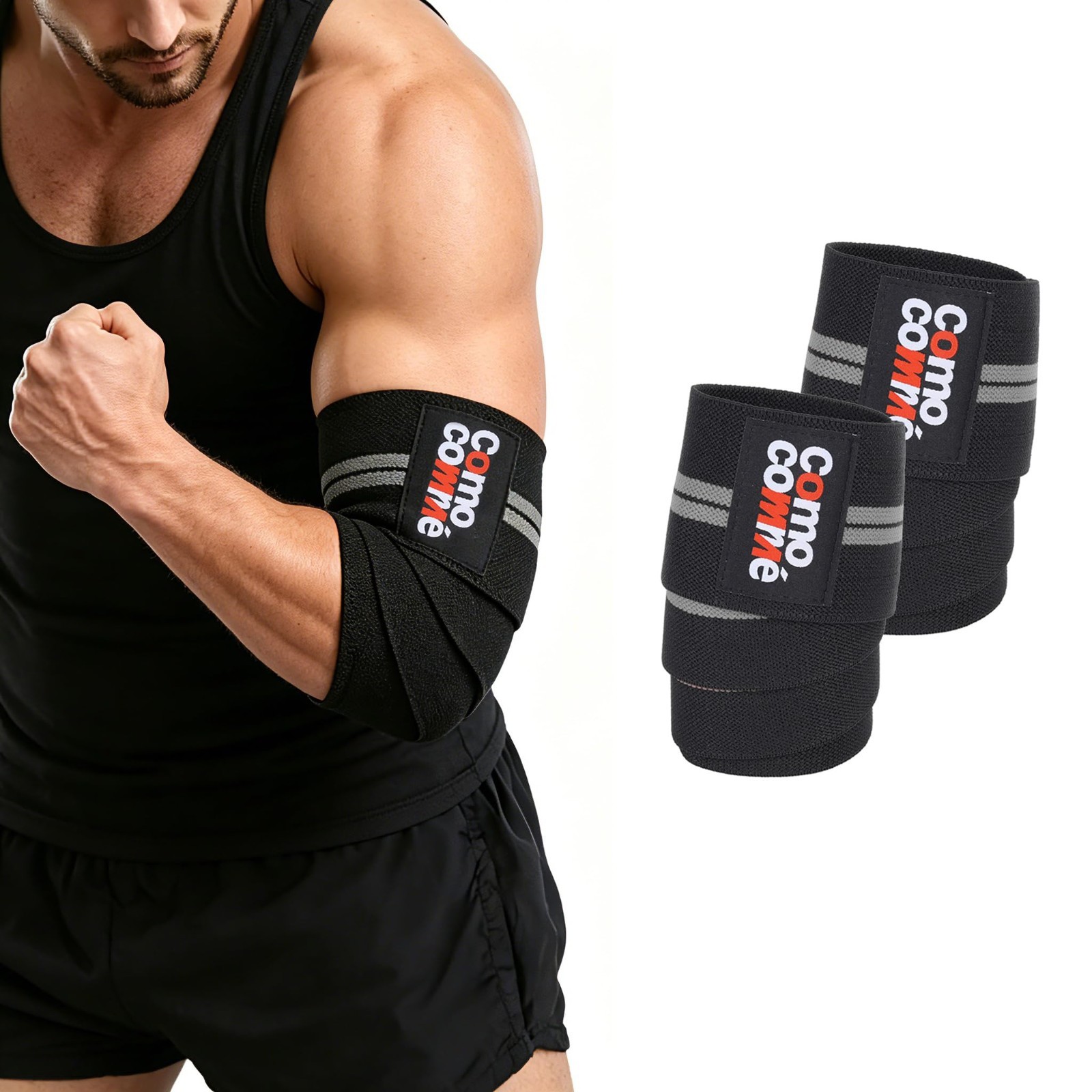 Adjustable Weightlifting Elbow Wraps - 47" Compression Straps for Gym Support