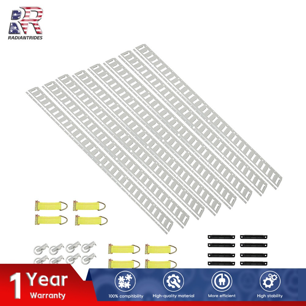32 Piece 5' Galvanized E Track Rail Set Silver Finish Fit For Enclosed Trailers