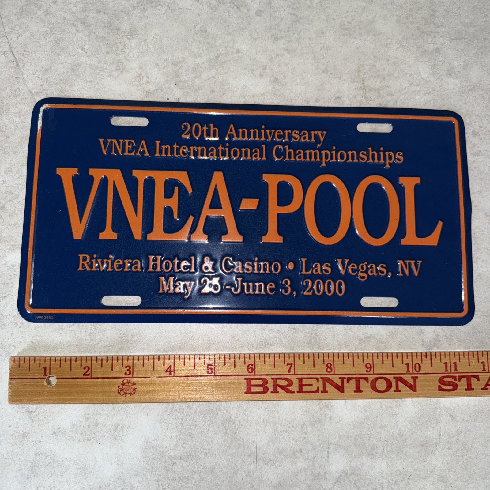Valley National 8 Ball Champion 2000 VNEA 20th Las Vegas license plate Riviera