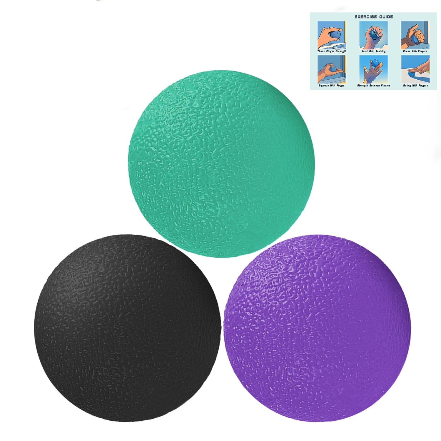 3 Pack Stress Balls for Adults, Squeeze Balls for Hand Therapy, Hand Strength...