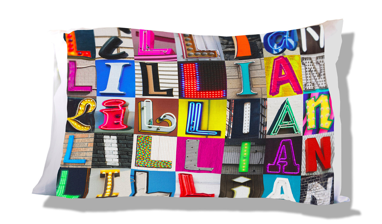 LILLIAN Personalized Pillowcase featuring photos of actual sign letters