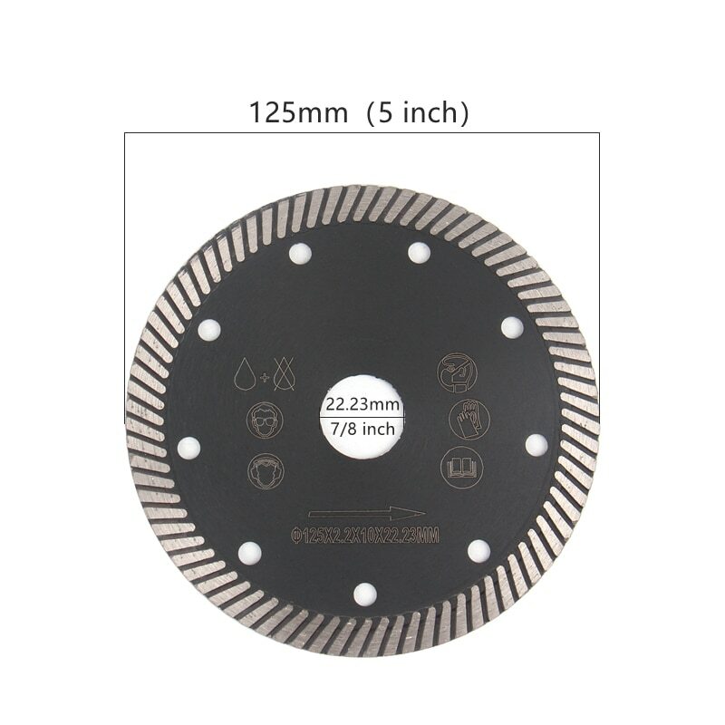 5'' 125mm Porcelain Turbo Tile Diamond Dry Cutting Saw Blade/Disc Bore 7/8''