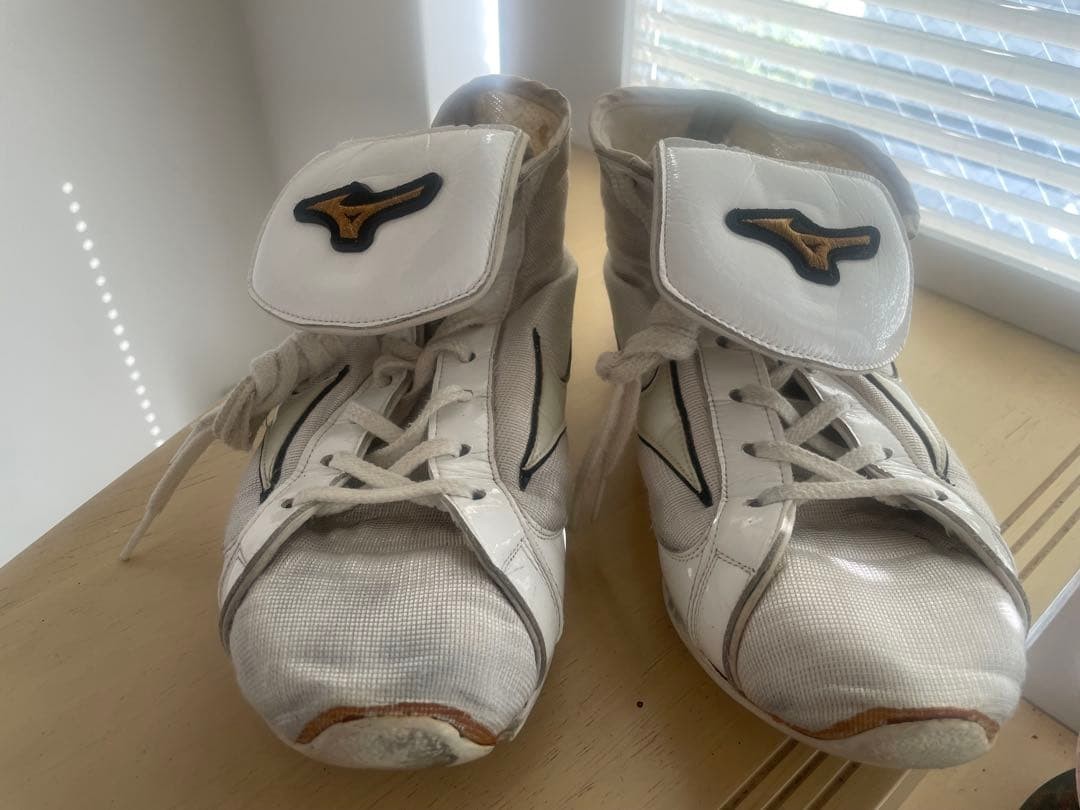 Mizuno Boxing Shoes White High Top US7.5 25.5cm Used Rare