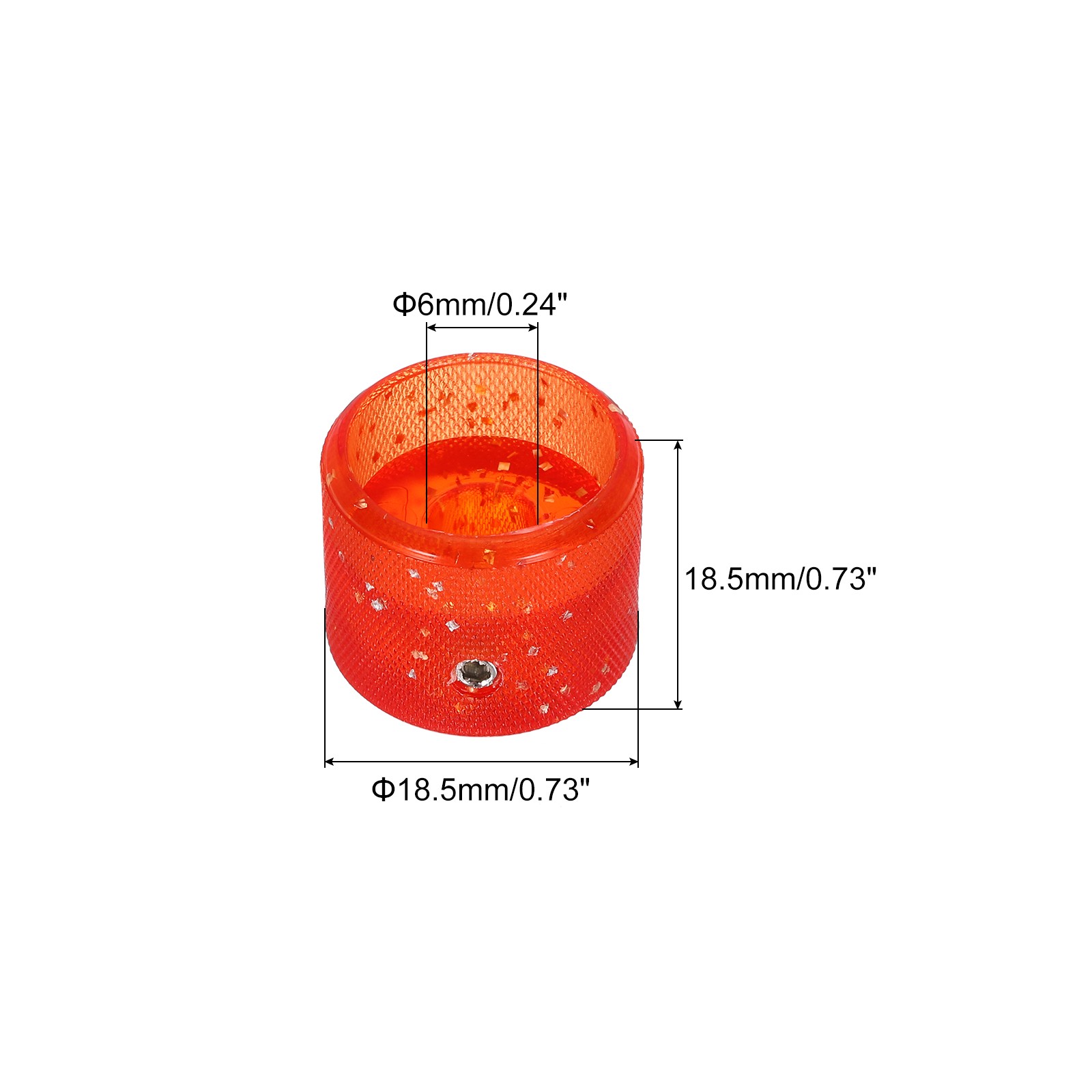 Dome Knobs Guitar Knob 6mm Flake Glitter Red with Inner Hexagon Spanner 2Pcs