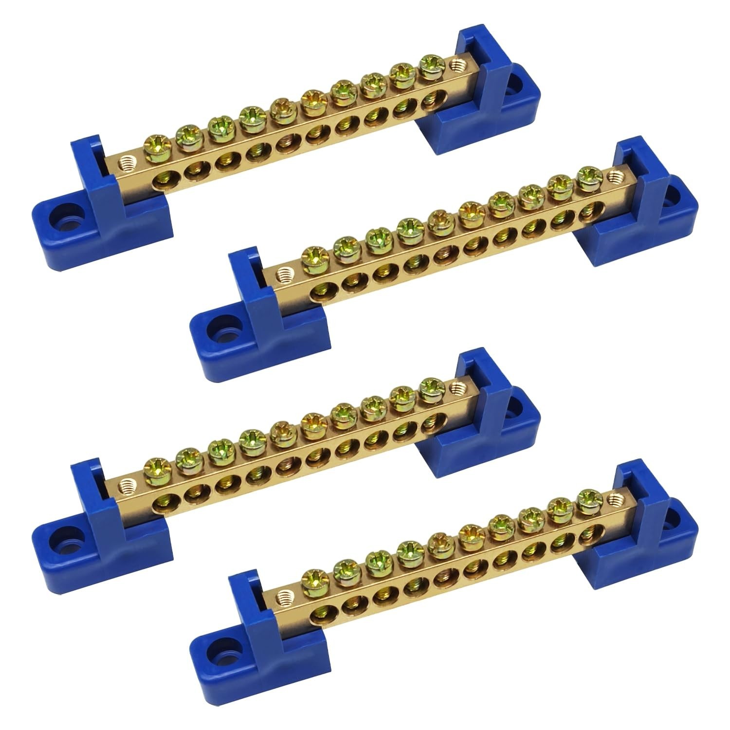 10 Position Neutral Bus Bar 4 Pack Blue Insulated Terminal Block Electrical with