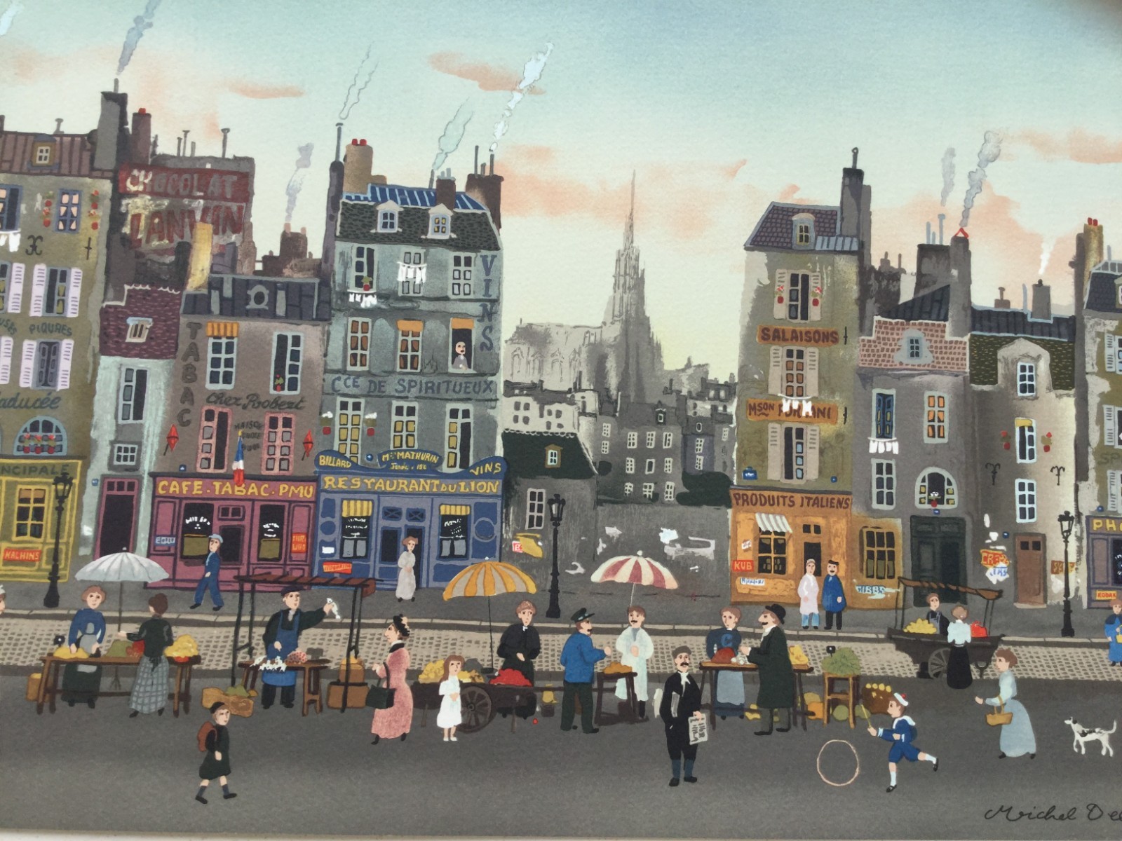 Michel Delacroix FMTP Marchands des 4 Saisons stone signed lithograph