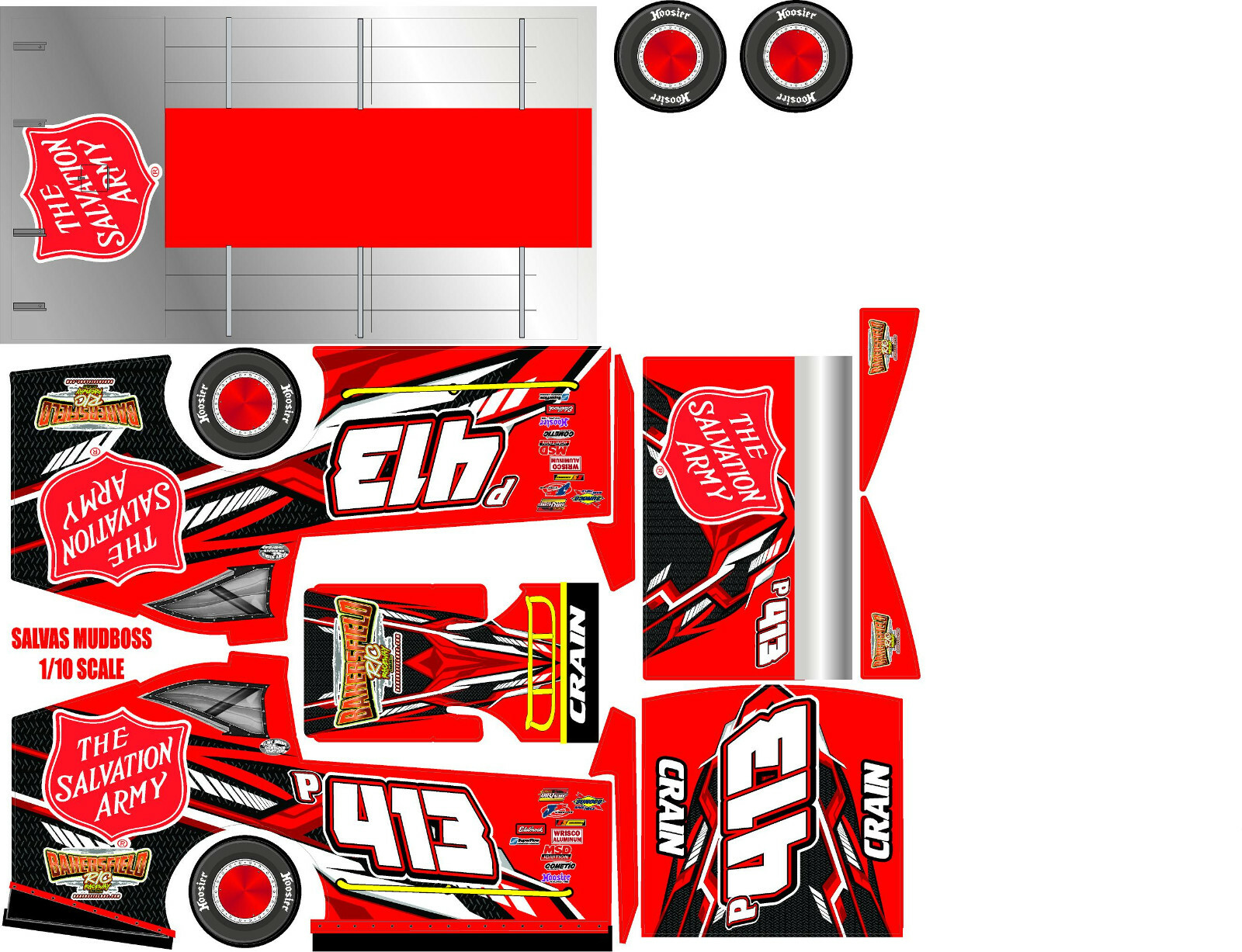 SALVAS MUDBOSS TRAXXAS SLASH SALVATION ARMY THEME WRAP KIT