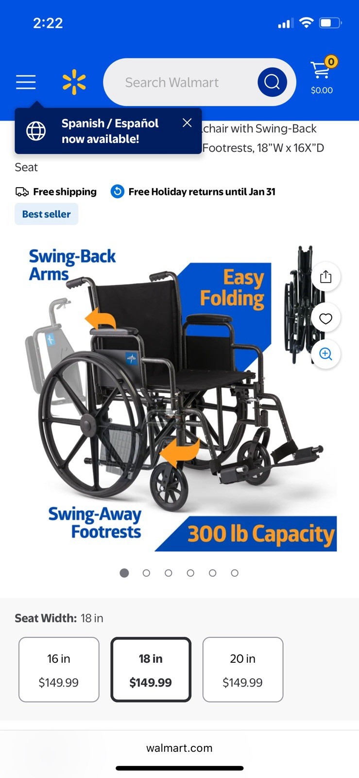 Medline comfortable folding wheelchair swing back desk, length arm, 16”wx16D
