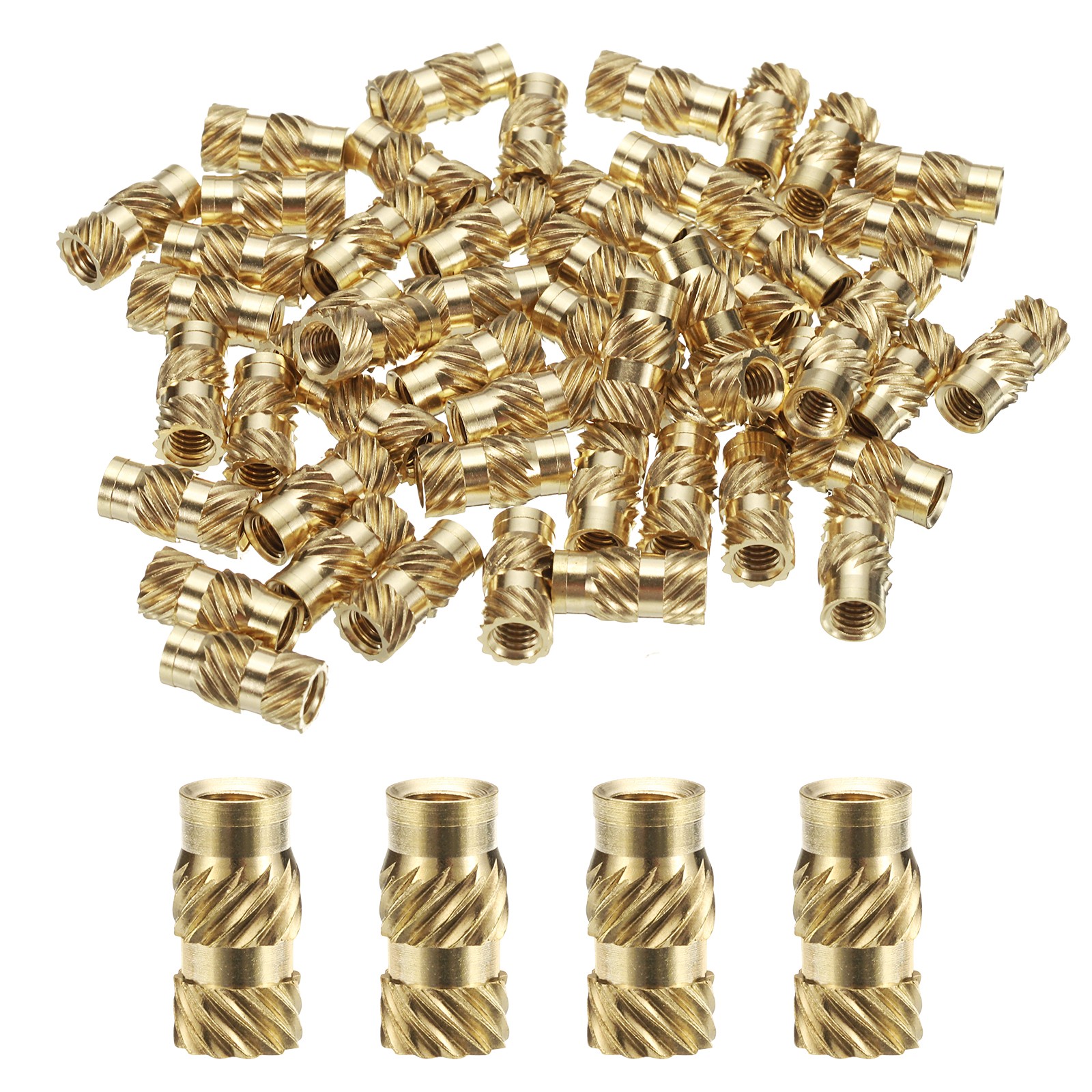 30pcs M4 Threaded Inserts Brass Heat Set Insert M4x12mm, OD 6mm Knurled Nuts