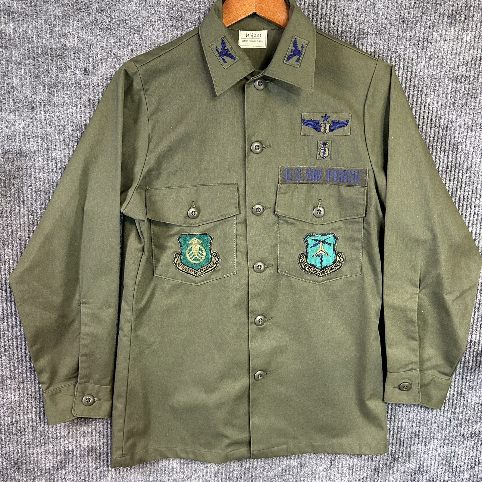 Vintage Military Utility Shirt Mens Medium Durable Press OG 507 Size 14.5 X 31