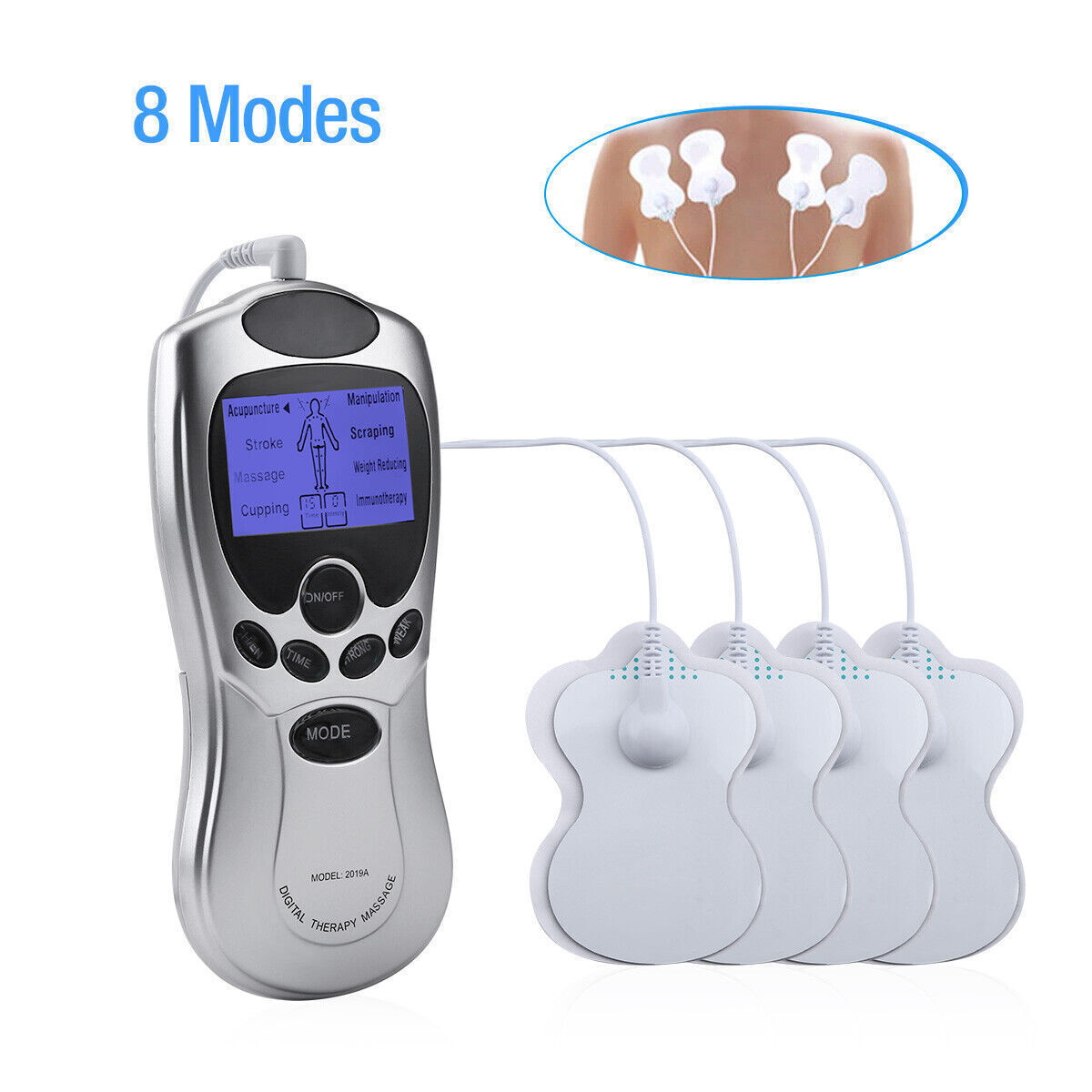 TENS Machine USB Electrical Muscle Stimulator Massager Pulse Channel White
