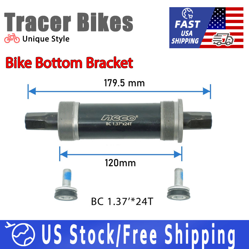 NECO 1.37" x24T Fat Bike Bottom Bracket Shell width 120mm axle length 179.5mm