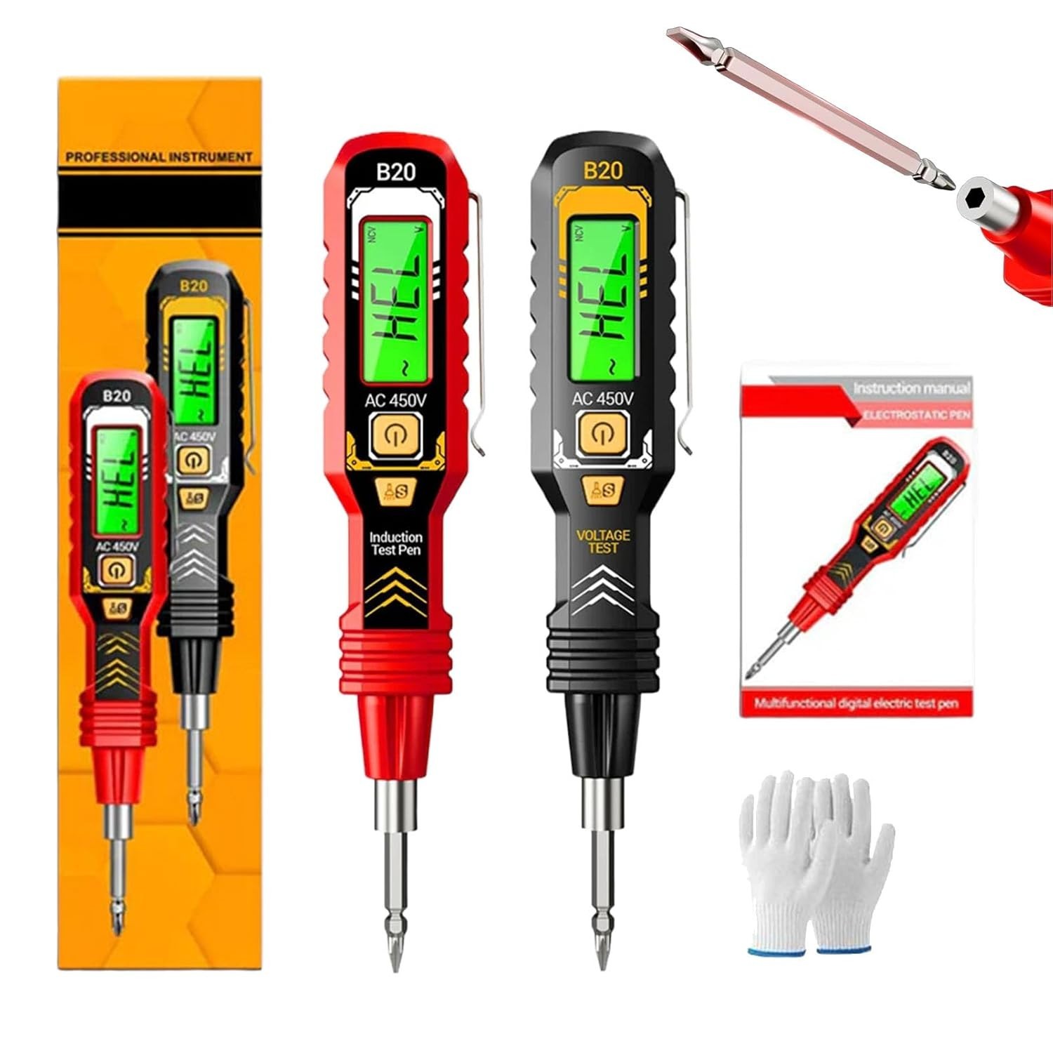 2-in-1 digital tester pen with LCD display and buzzer alarm for checking live