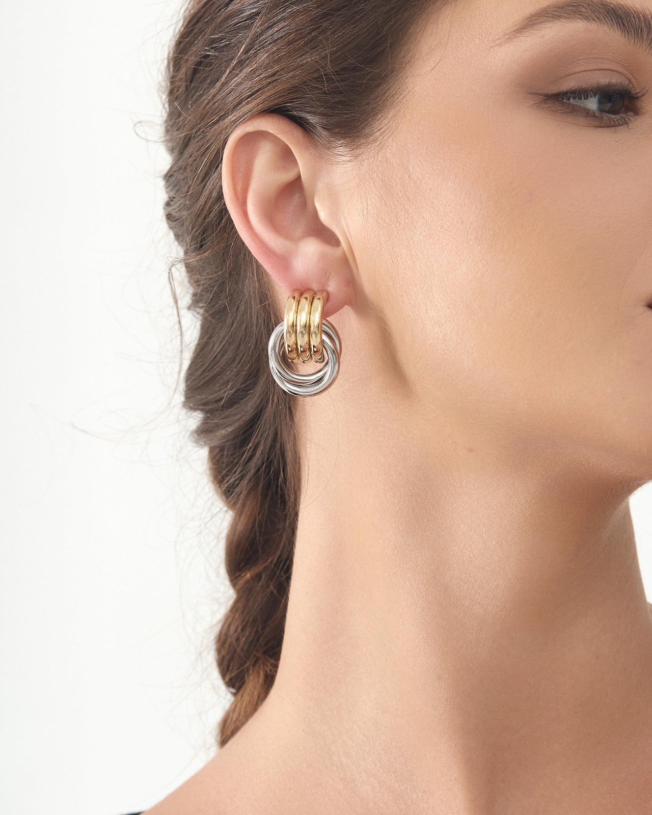 Chunky Earrings Knot Link Statement Geometric Drop Dangle Earrings for Women_...