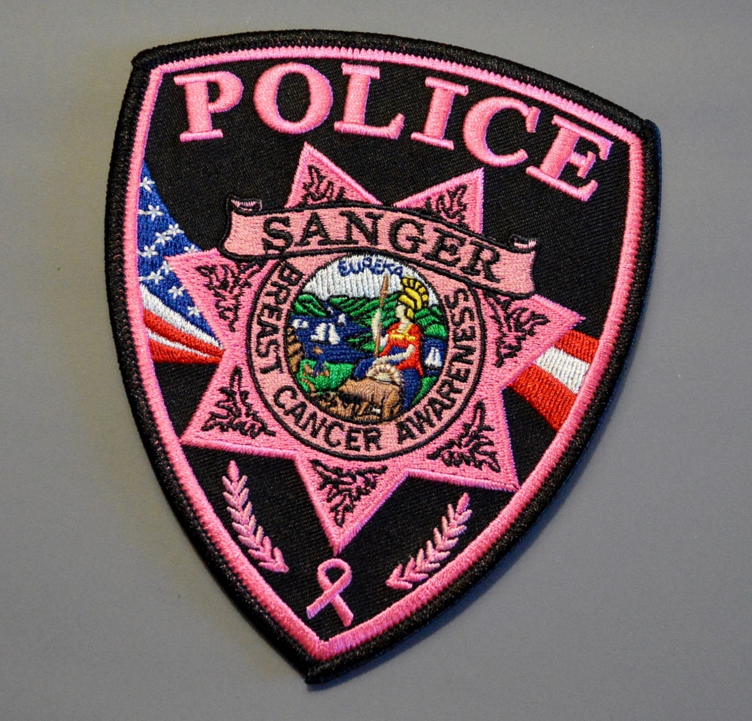Sanger California Police Pink Patch +++ Breast Cancer Awareness CA