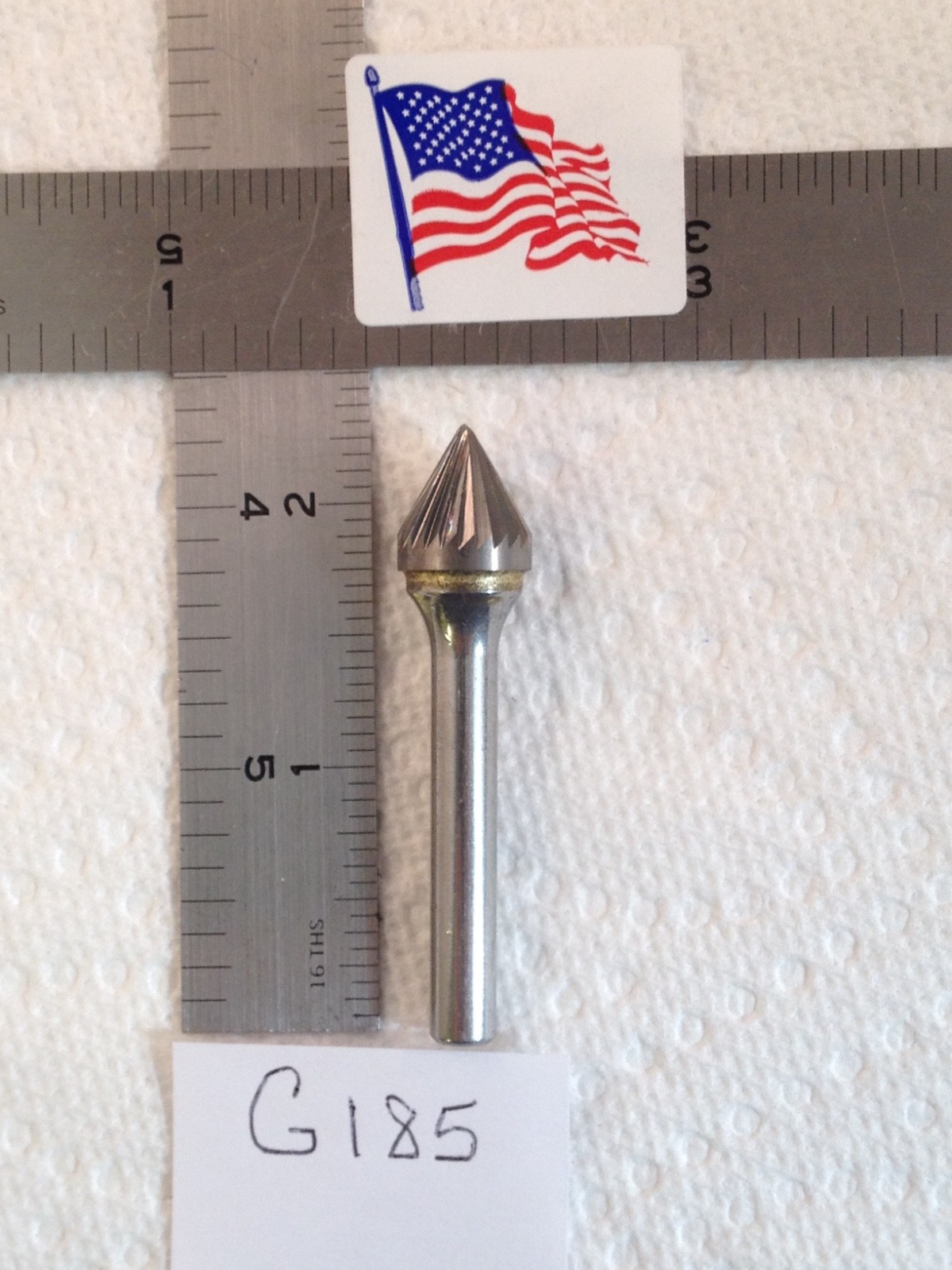 1 NEW FALCON / SGS 1/4" SHANK CARBIDE BURR SJ-5 SINGLE CUT 60° ANGLE. USA (G185)