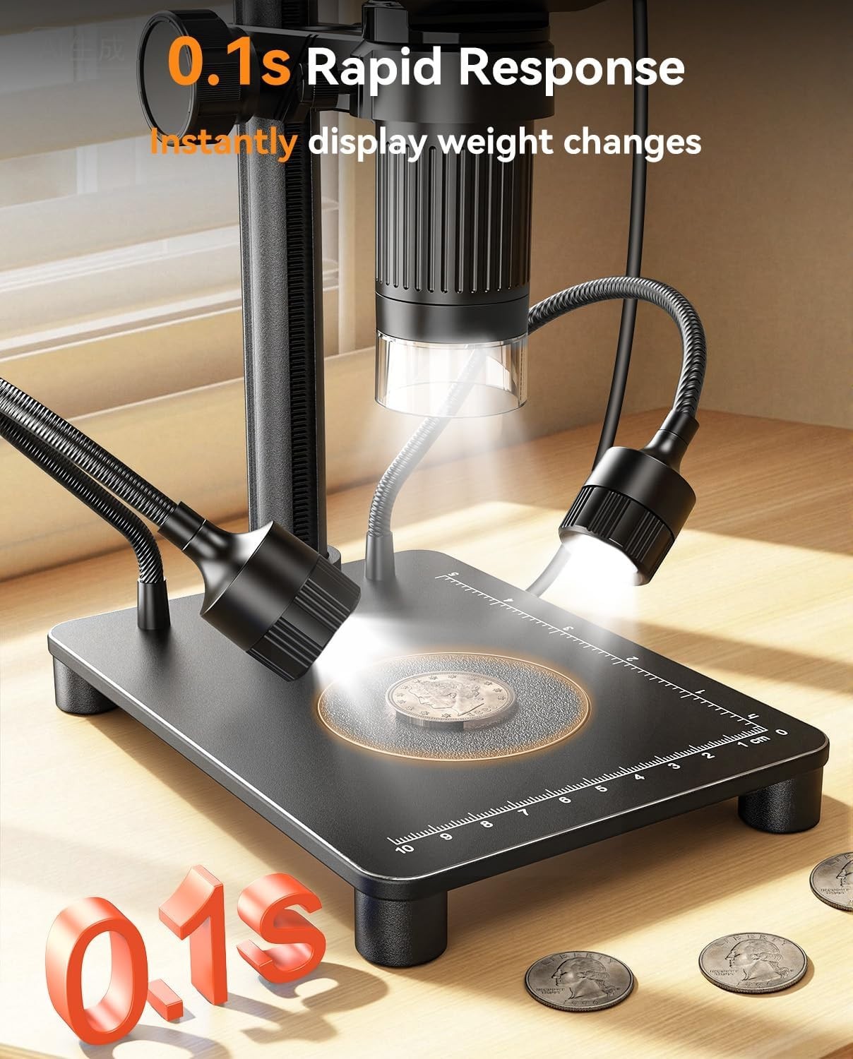 Coin Microscope 0.1g Scale 1000X Magnification 4.3" IPS Screen