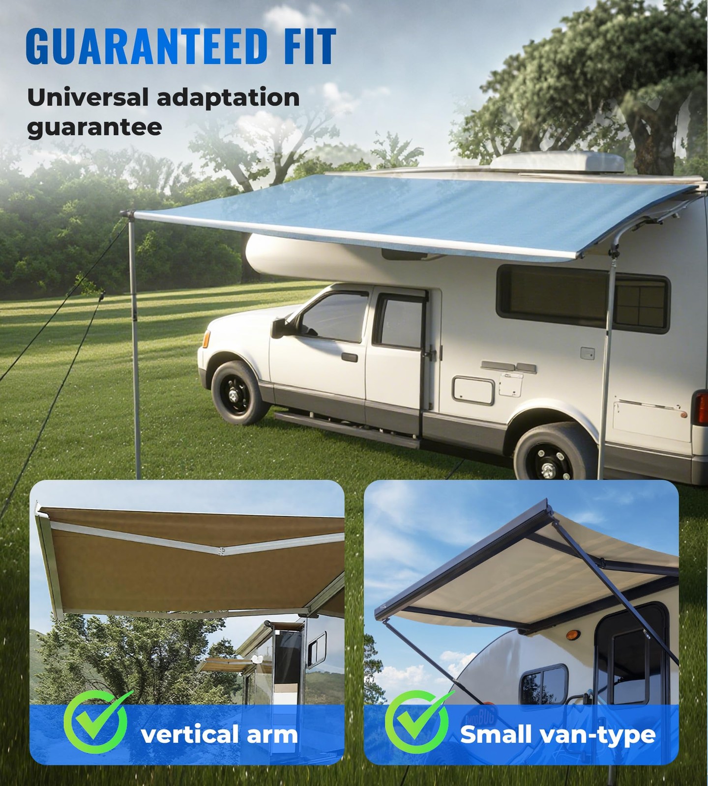 RV Awning Tie Down kit 108" Extended Length Adjustable Awning Support Poles