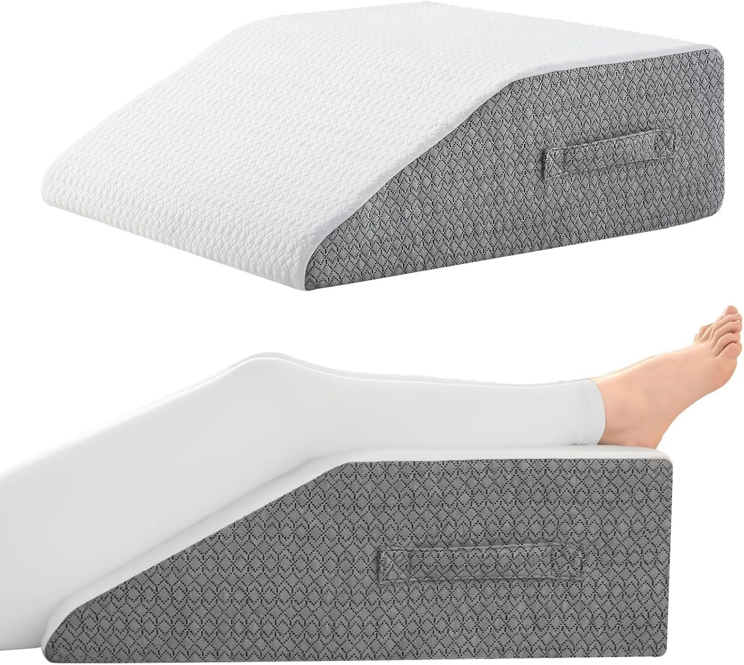 Leg Pillow for Elevation & Support, 24"x22"x8" Memory Foam Cushion with Grey ...