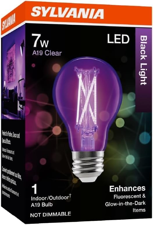 Sylvania Black Light LED Bulb, 7W, A19, Medium Base, Clear - 1