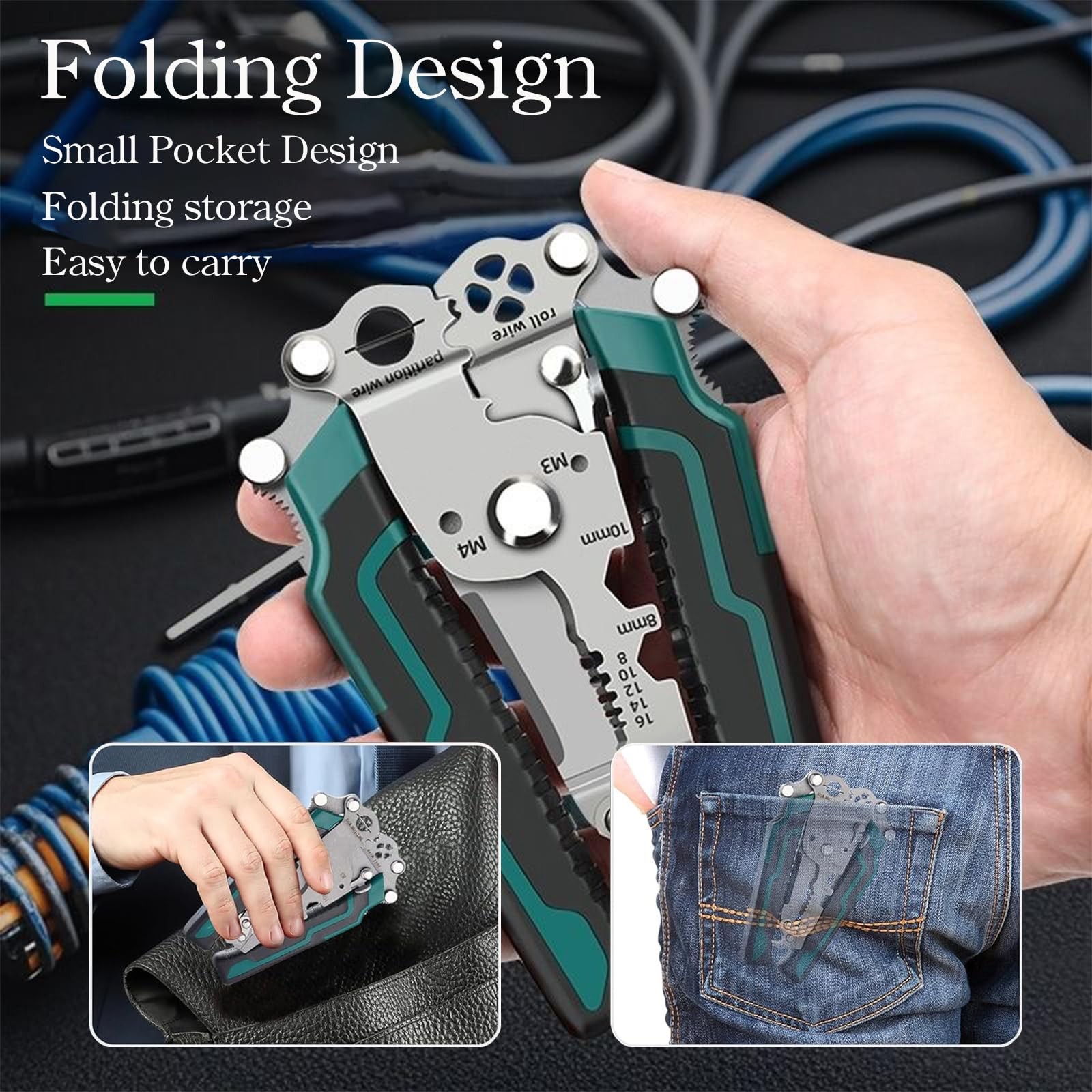 18 in 1 Foldable Wire Stripper/wire crimping tool, 2025 New Multi-function Wi...