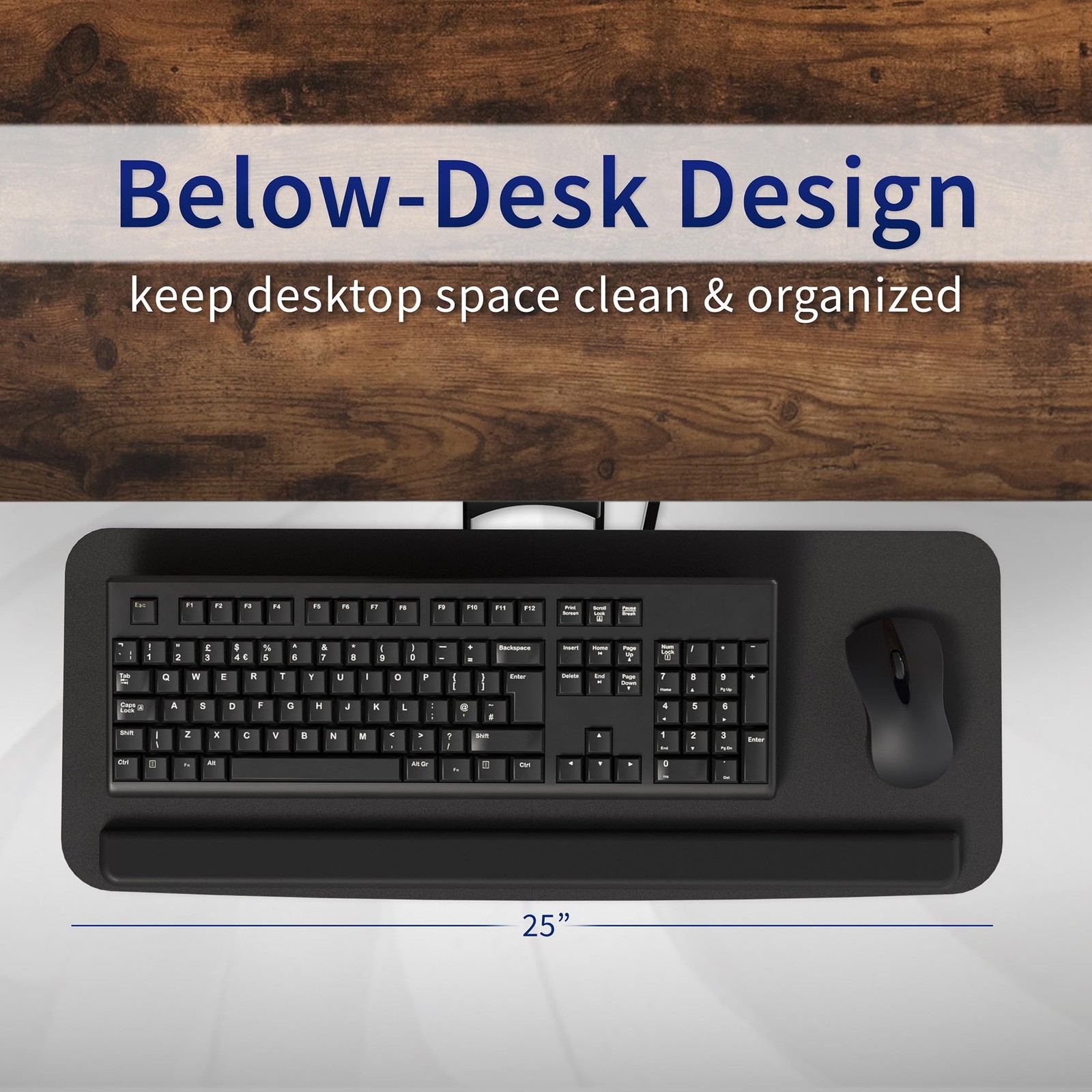 Adjustable Computer Keyboard & Mouse Platform Tray Ergonomic Under Table Desk...