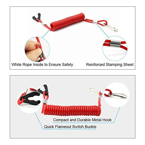 Boat Kill Switch, Outboard Engine Stop Switch with Tether Lanyard Cord,