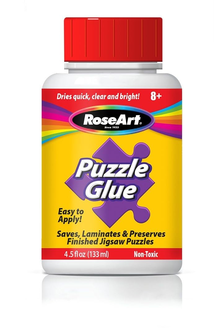 RoseArt Jigsaw Puzzle Glue with Applicator - Saves, Laminates Single, Clear