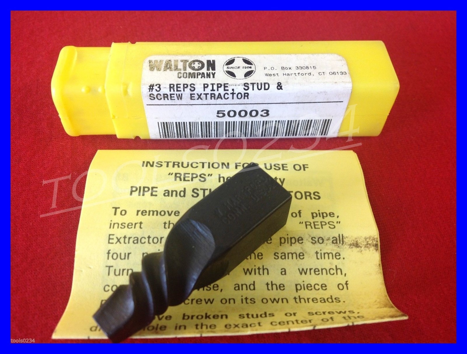 #3 Pipe Bolt Extractor Walton 50003 Reps 3/8" Pipe and 5/8" - 3/4" Screw Bolt