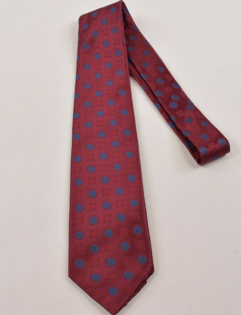 Charvet NWOT Neck Tie In Red Burgundy Blue Made in France Silk Brand New
