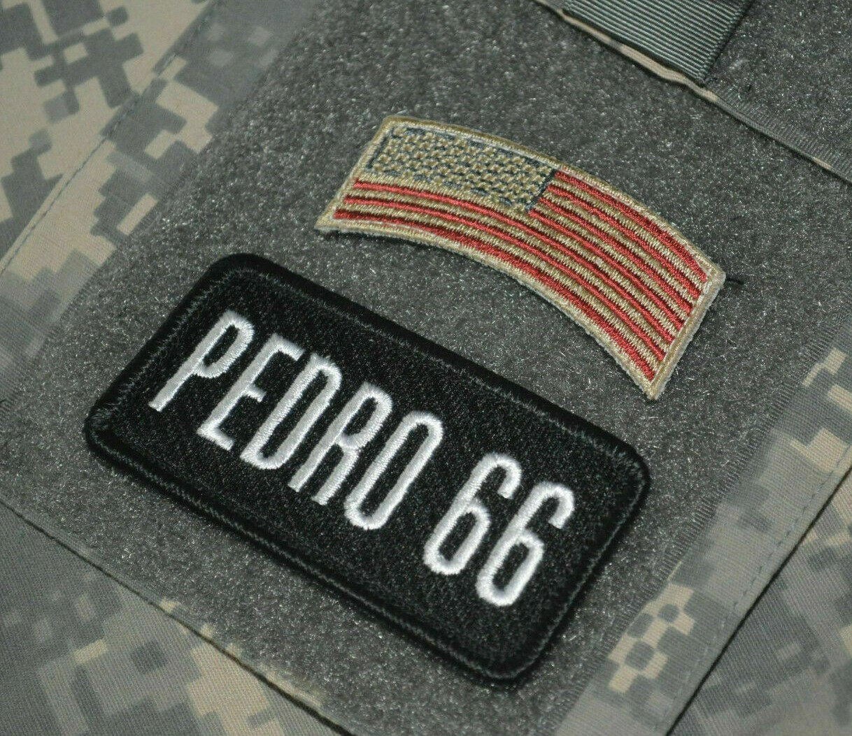 AFGHANISTAN HELMAND HH-60G COMBAT RESCUE velkrö 2" 2-TAB: PEDRO-66 + US Flag Tab
