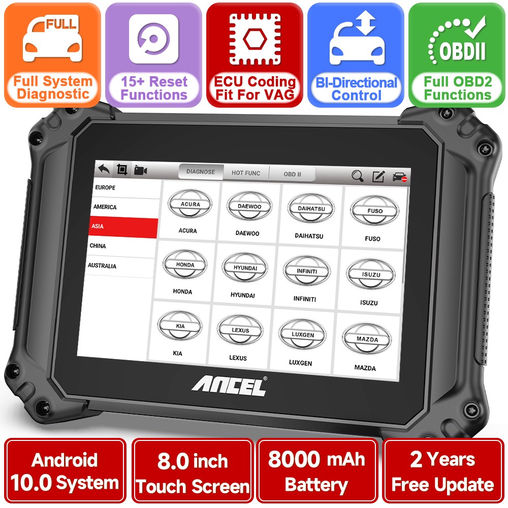 ANCEL V6 Bidirectional All System OBD2 Scanner Diagnostic Tool ECU Coding Reset