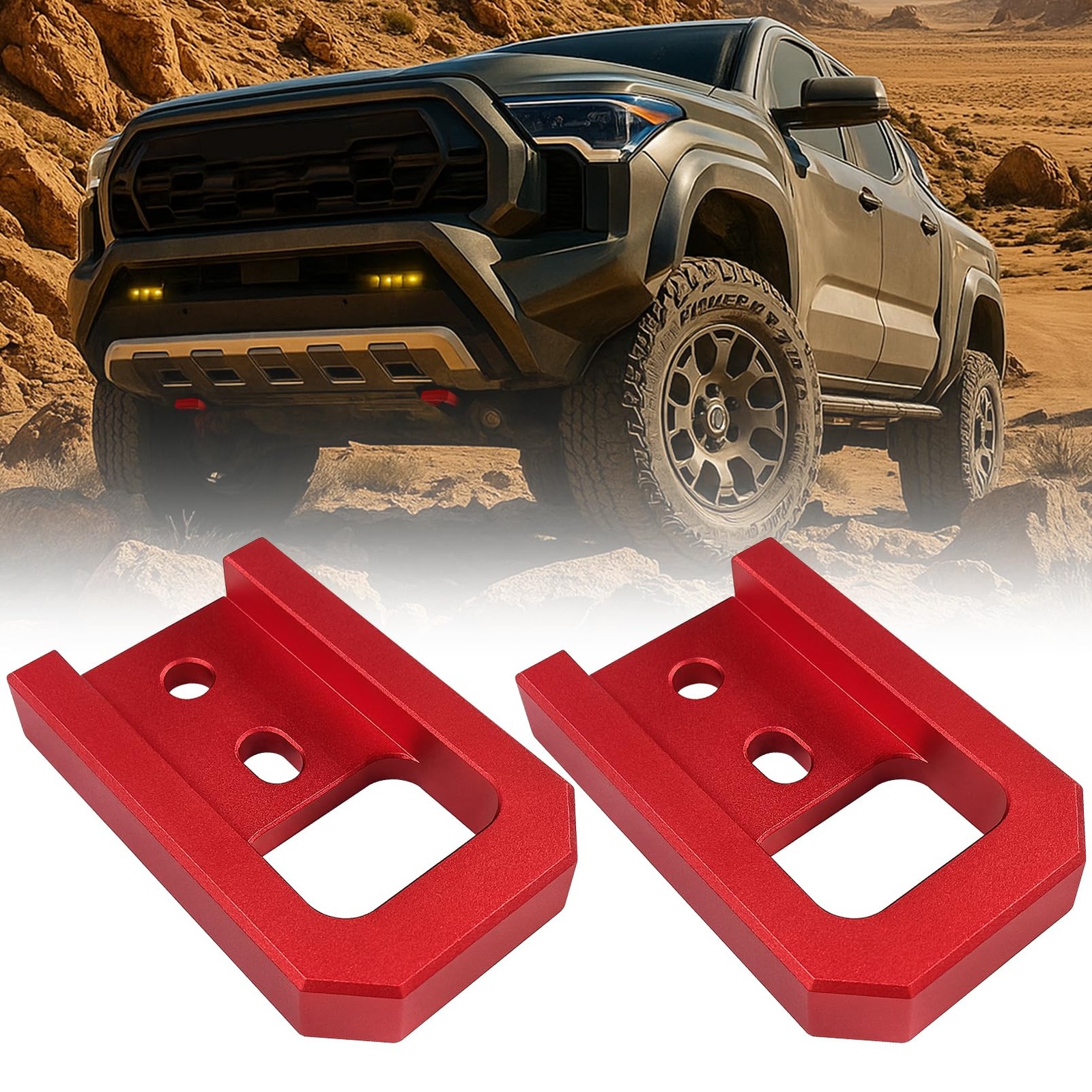 Tow Hooks Compatible with Toyota Tacoma 2024-2026/4Runner 2025-2026/Land Red