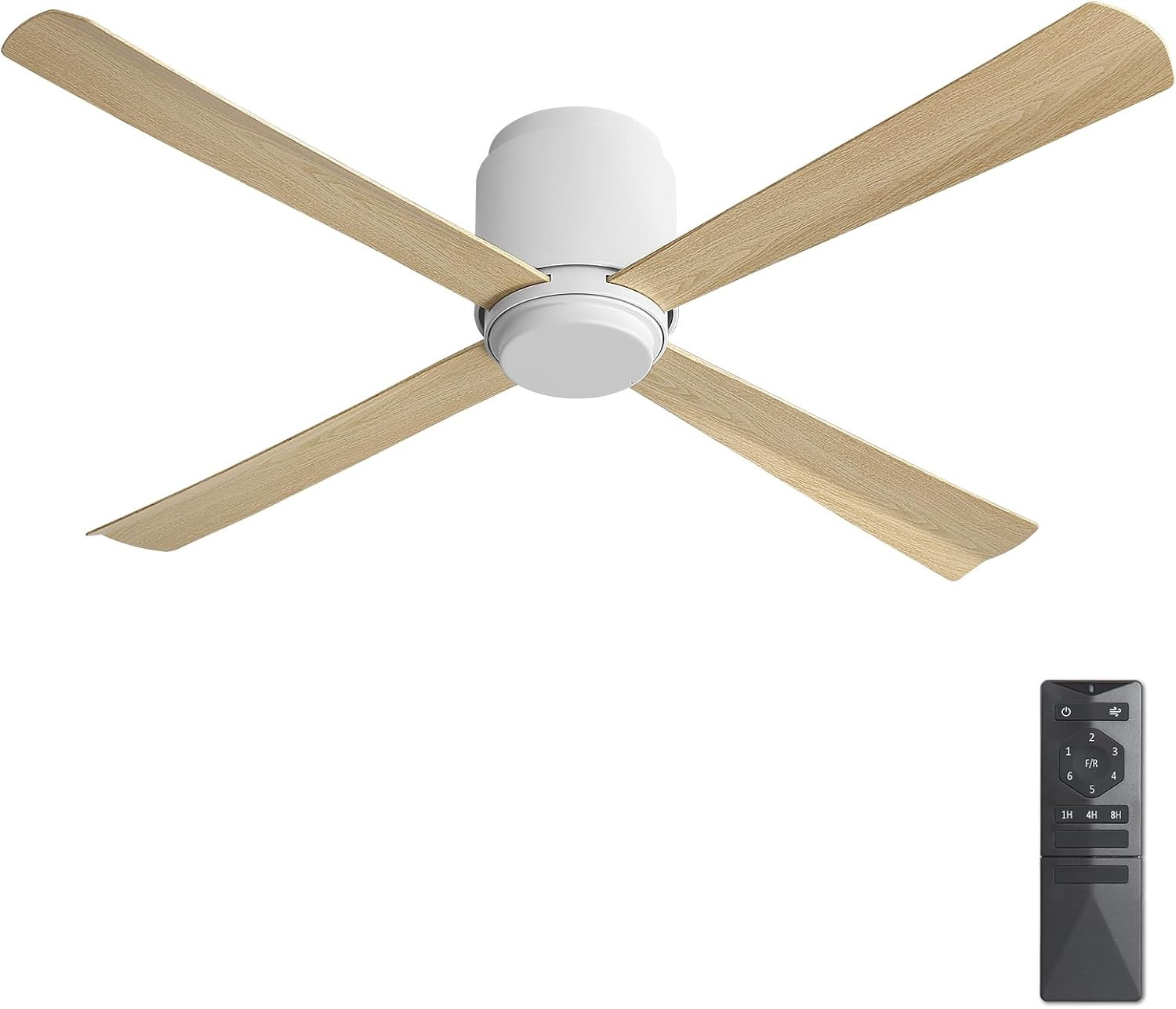 54 Inch Wet-Rated Ceiling Fan without Light, 4 ABS Blades, 6-Speed Quiet DC Moto